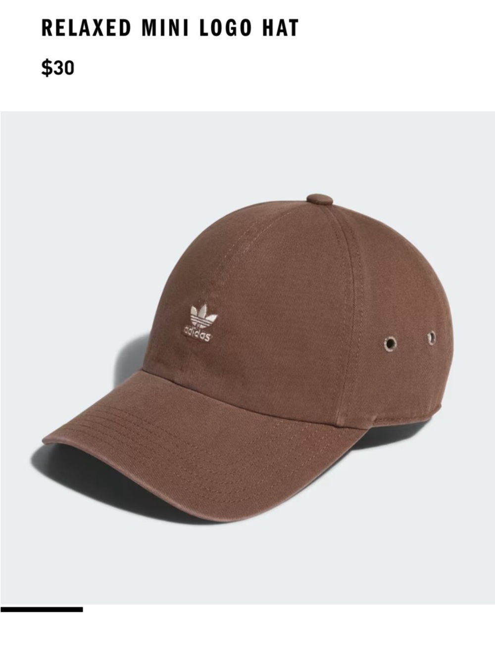 adidas Brown Mini Trefoil Baseball Cap